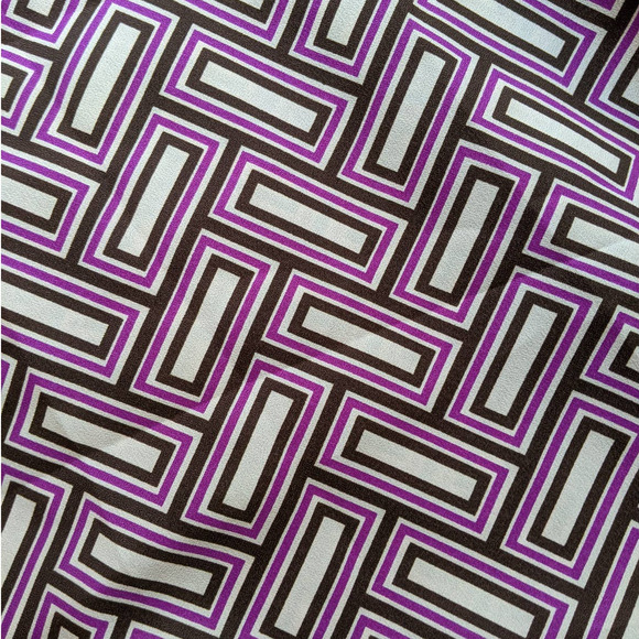 Vintage 60s 70s Funky Retro Fabric, Purple Black Cream Geometric Pattern 44" BTY - Picture 7 of 7